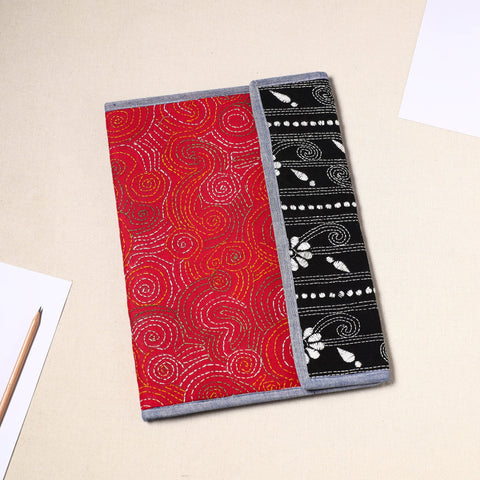 Red Handcrafted Bengal Kantha Work File Folder