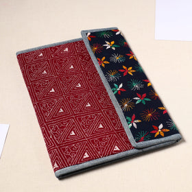 Red Handcrafted Bengal Kantha Work File Folder