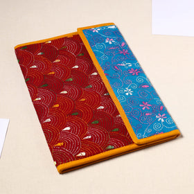 Red Handcrafted Bengal Kantha Work File Folder