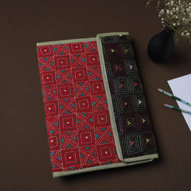 Red Handcrafted Bengal Kantha Work File Folder