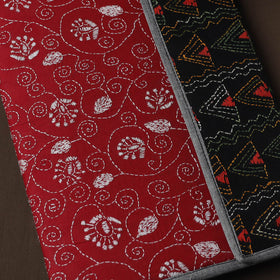 Red Handcrafted Bengal Kantha Work File Folder