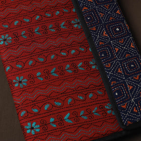 Red Handcrafted Bengal Kantha Work File Folder