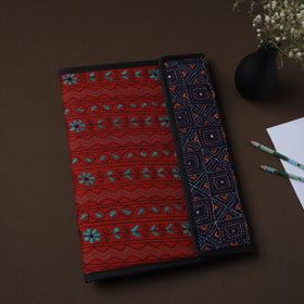 Red Handcrafted Bengal Kantha Work File Folder