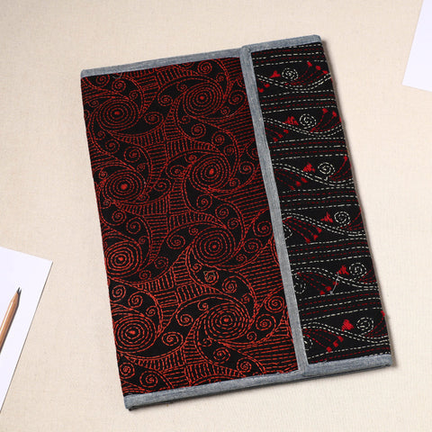 Red Handcrafted Bengal Kantha Work File Folder