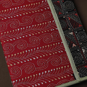 Red Handcrafted Bengal Kantha Work File Folder