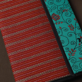 Red Handcrafted Bengal Kantha Work File Folder