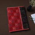 Red Handcrafted Bengal Kantha Work File Folder