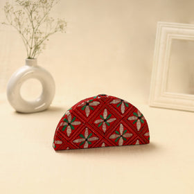 Red Handcrafted Bengal Kantha Work Jewelry Box