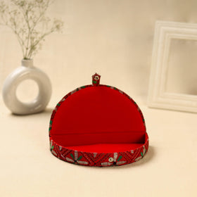 Red Handcrafted Bengal Kantha Work Jewelry Box