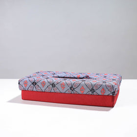 Red Handcrafted Bengal Kantha Work Tissue Box 