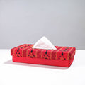 Red Handcrafted Bengal Kantha Work Tissue Box 