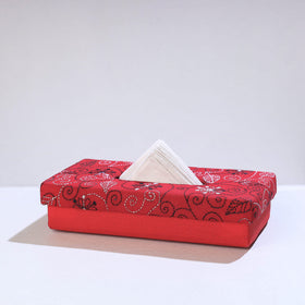 Red Bengal Kantha Work Handcrafted Tissue Box 