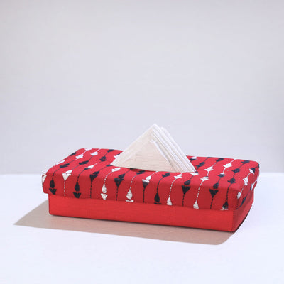 Red Bengal Kantha Work Handcrafted Tissue Box 