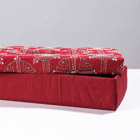 Red Handcrafted Bengal Kantha Work Tissue Box 