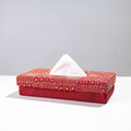 Red Handcrafted Bengal Kantha Work Tissue Box 