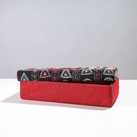 Red Handcrafted Bengal Kantha Work Tissue Box 