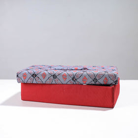 Red Handcrafted Bengal Kantha Work Tissue Box 