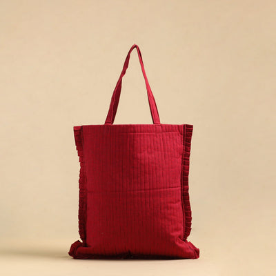 Red - Handcrafted Cotton Frill Jhola Bag 02