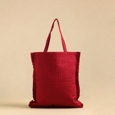 Red - Handcrafted Cotton Frill Jhola Bag 02