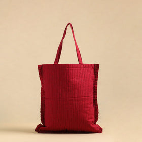 Red - Handcrafted Cotton Frill Jhola Bag 02