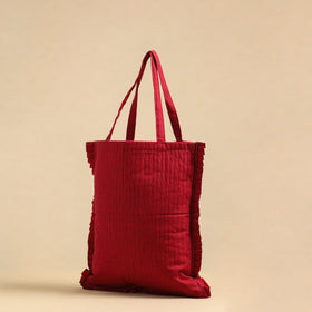 Red - Handcrafted Cotton Frill Jhola Bag 02