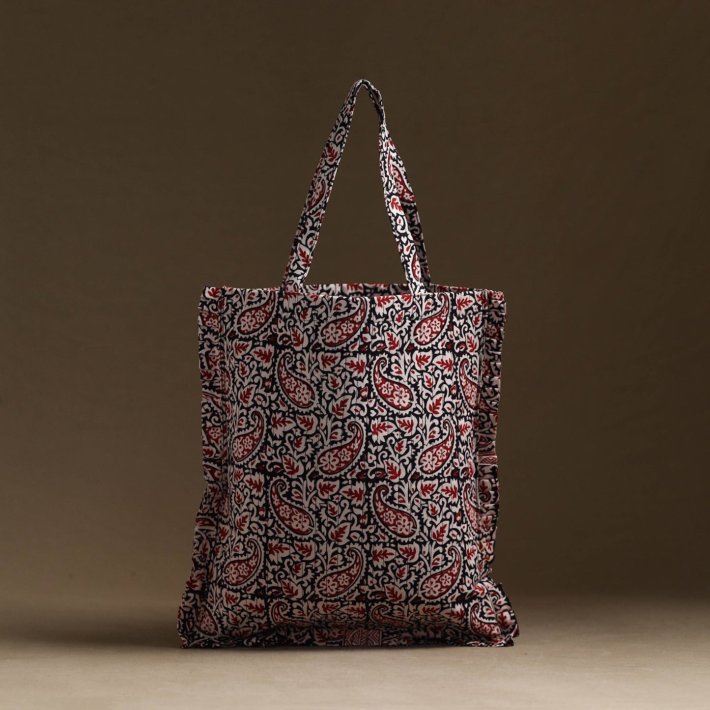 Red - handcrafted cotton frill jhola bag 09