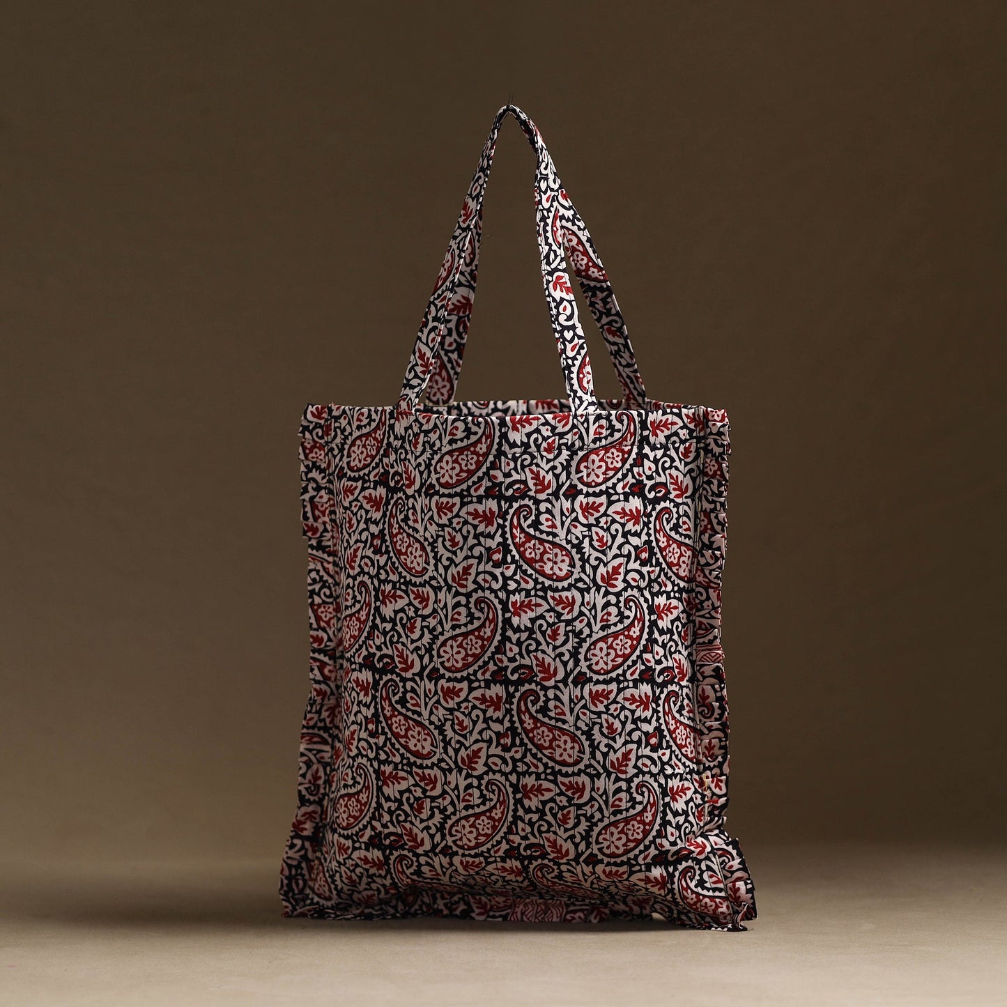 Red - handcrafted cotton frill jhola bag 09