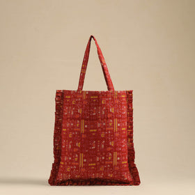 Red - handcrafted cotton frill jhola bag 26