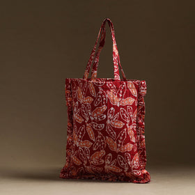 Red - handcrafted cotton frill jhola bag 33