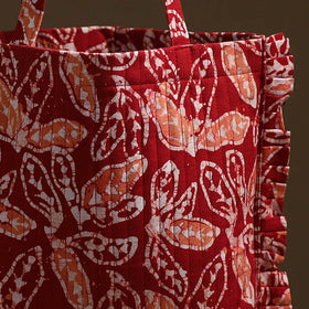 Red - handcrafted cotton frill jhola bag 33