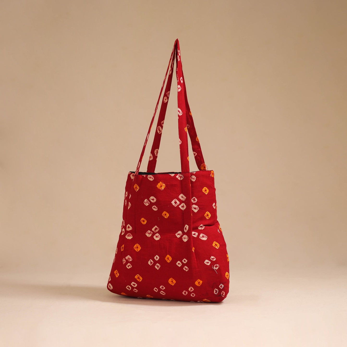 Red - handcrafted cotton jhola bag 01