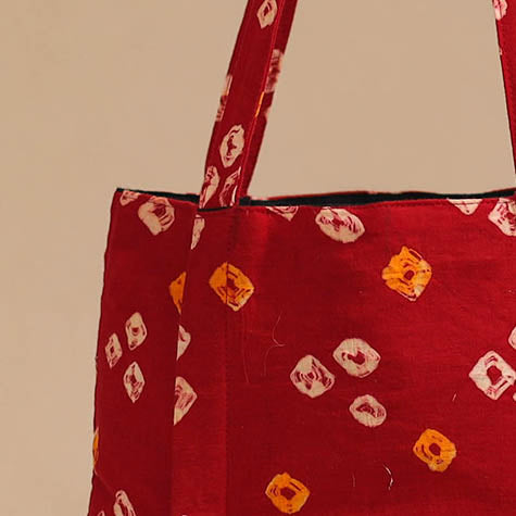 Red - handcrafted cotton jhola bag 01
