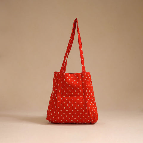 Red - handcrafted cotton jhola bag 03