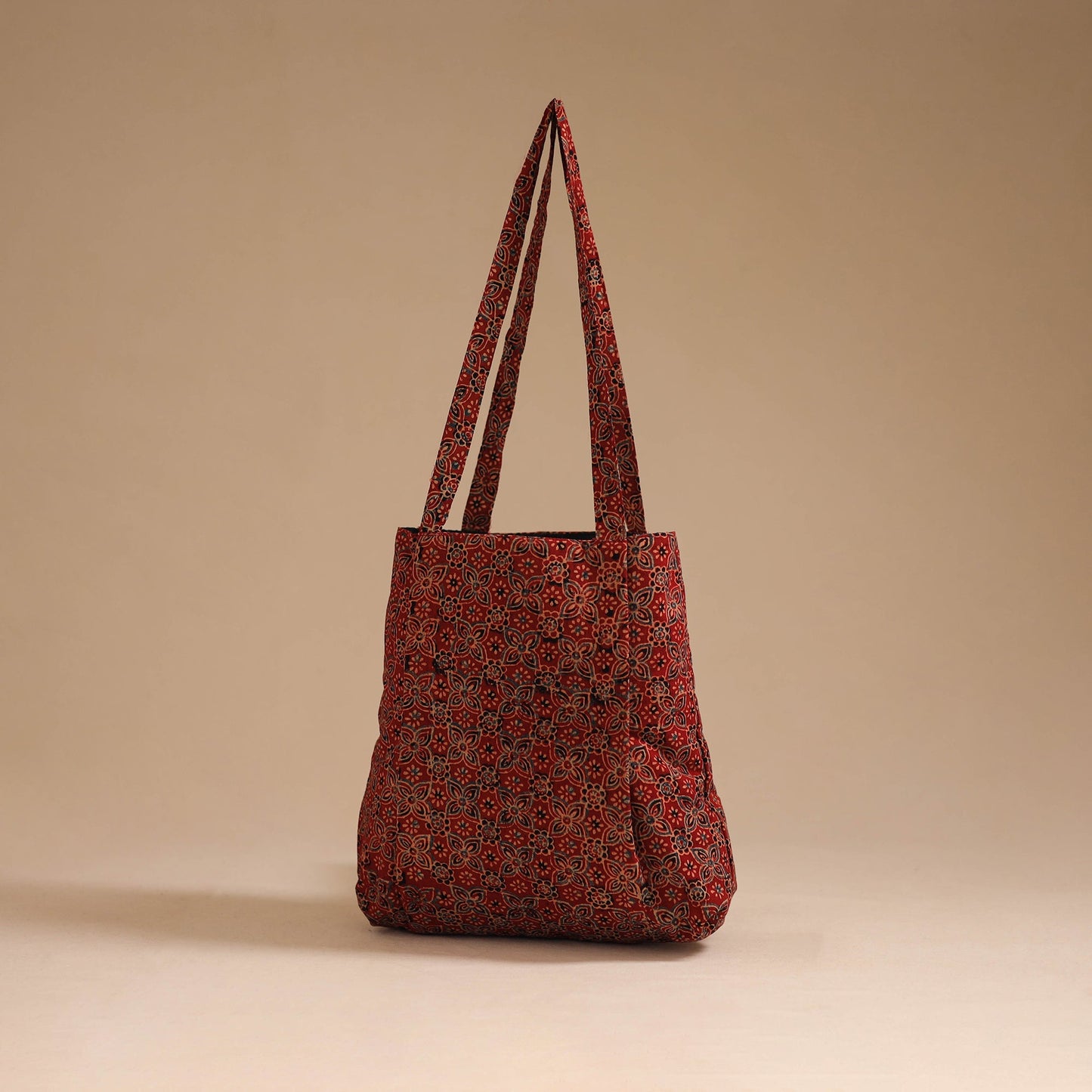 Red - handcrafted cotton jhola bag 07