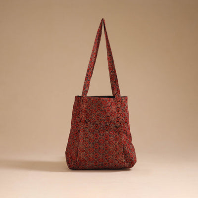 Red - handcrafted cotton jhola bag 07