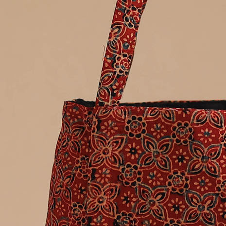 Red - handcrafted cotton jhola bag 07