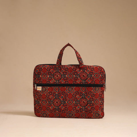 Red - handcrafted cotton quilted laptop bag 40