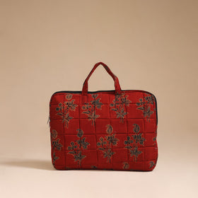 Red - handcrafted cotton quilted laptop bag 48