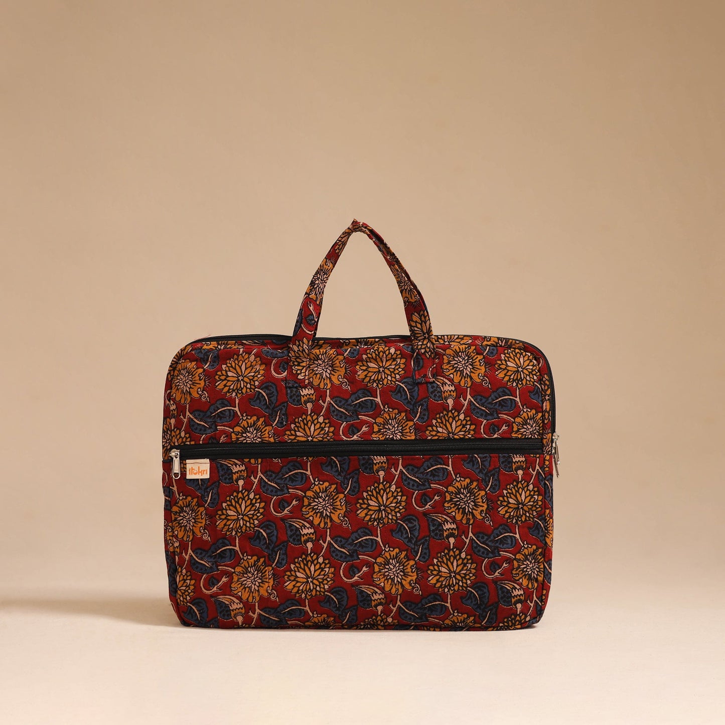 Red - handcrafted cotton quilted laptop bag 53