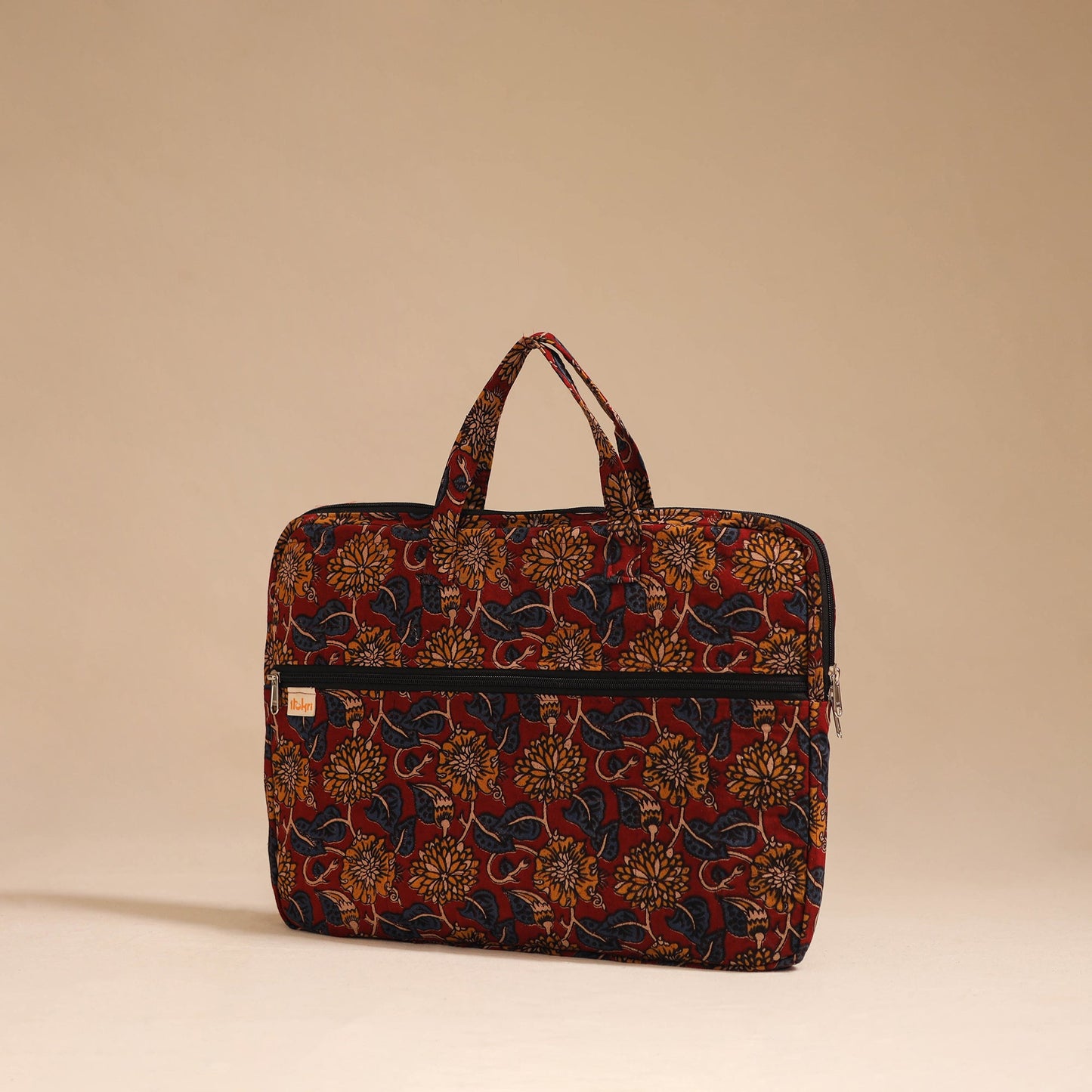 Red - handcrafted cotton quilted laptop bag 53