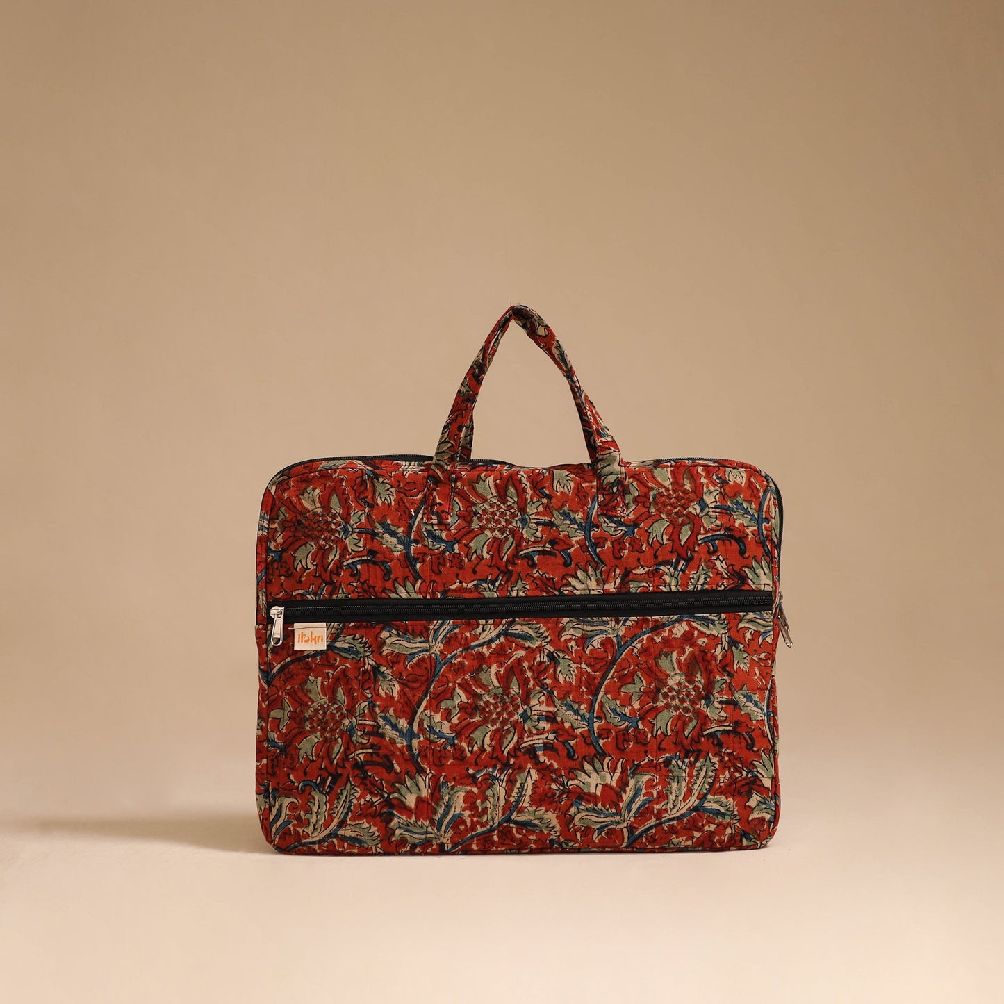 Red - handcrafted cotton quilted laptop bag 56