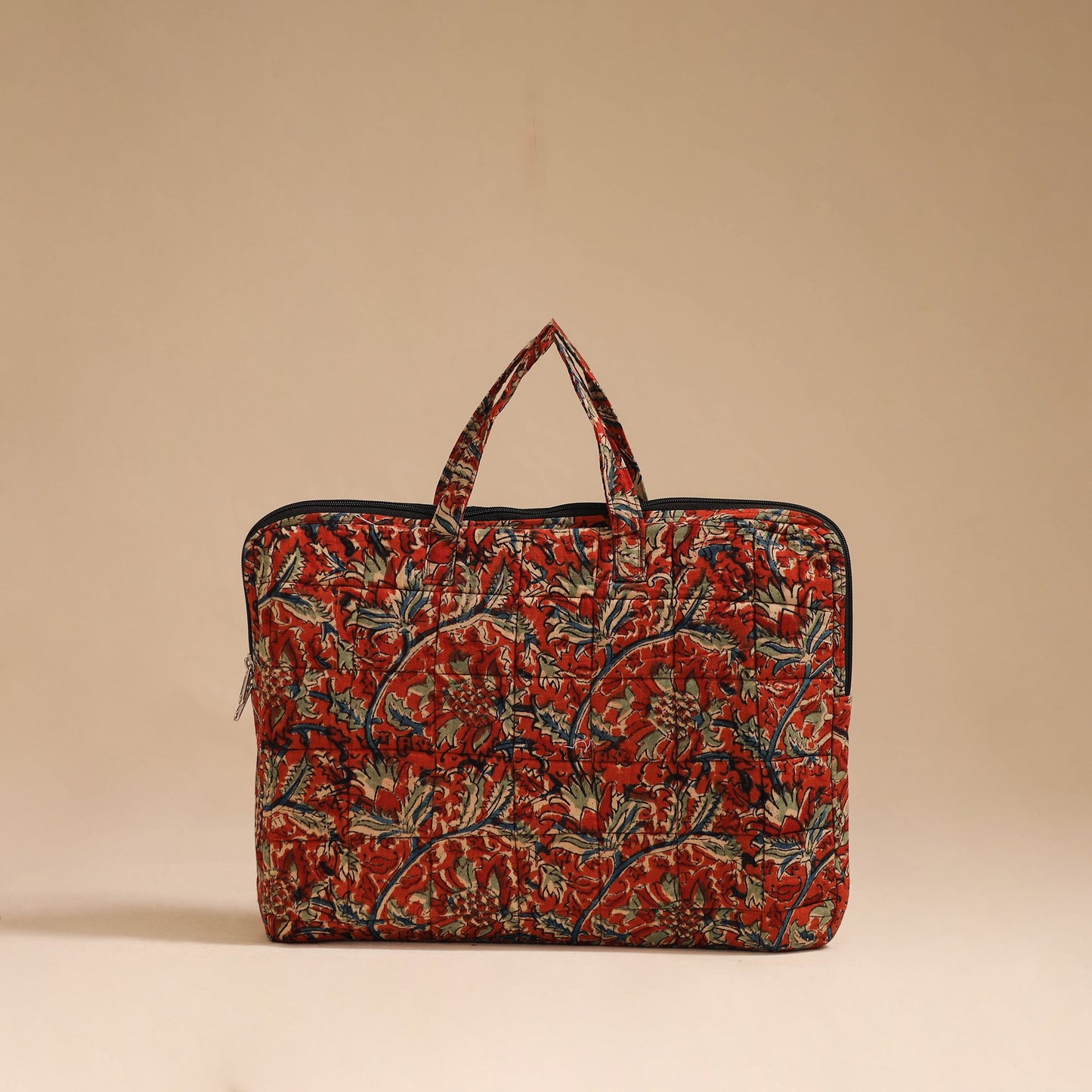 Red - handcrafted cotton quilted laptop bag 56
