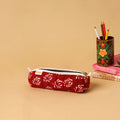Red - handcrafted cotton quilted pencil pouch 10