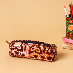 Red - handcrafted cotton quilted pencil pouch 20