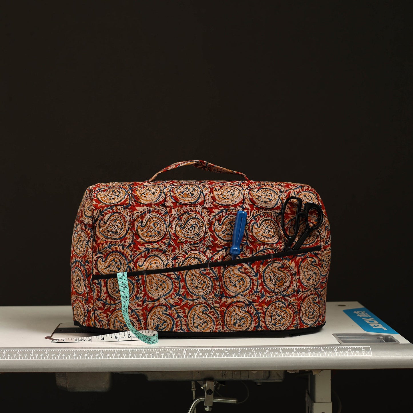Red Handcrafted Cotton Sewing Machine Cover 