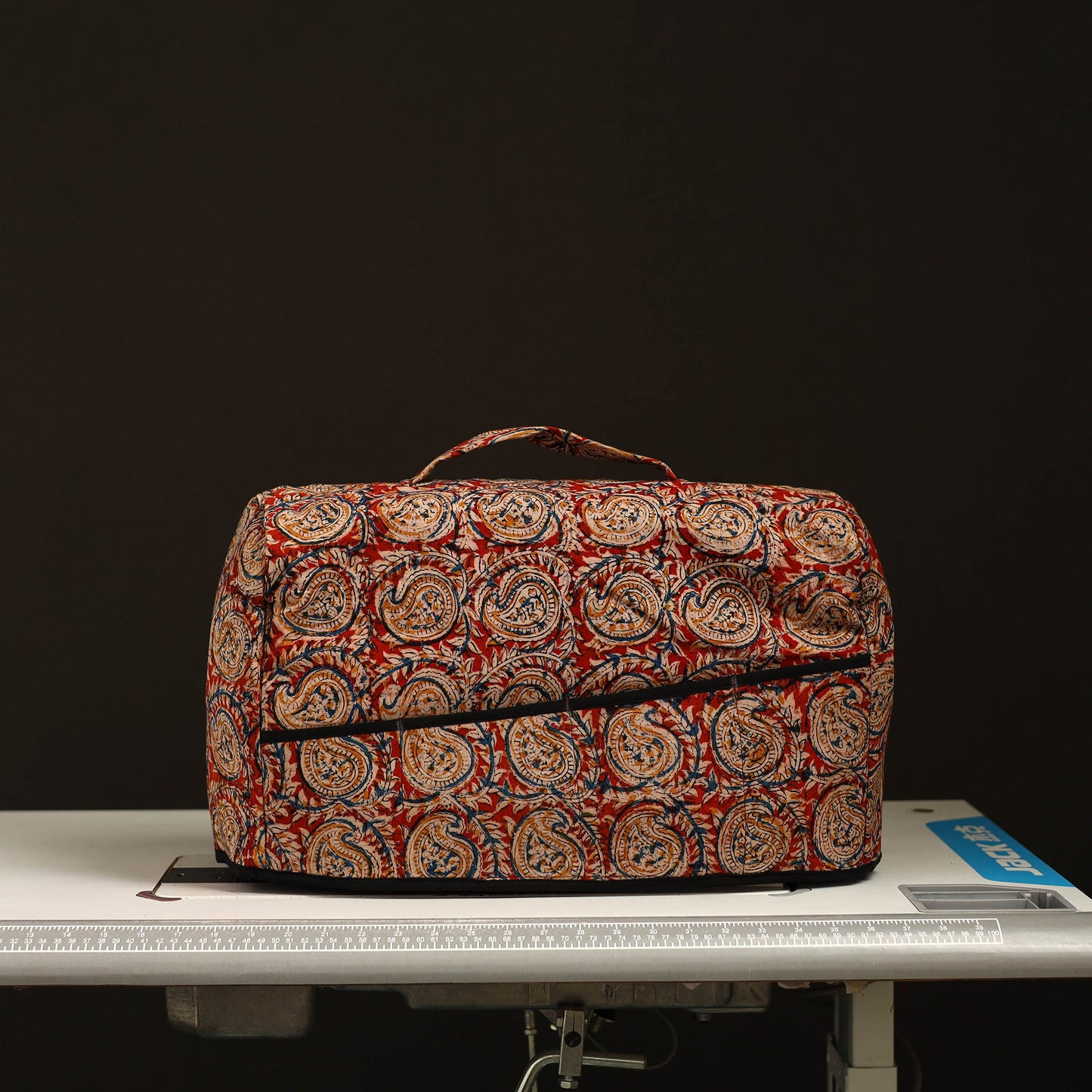 Red Handcrafted Cotton Sewing Machine Cover 