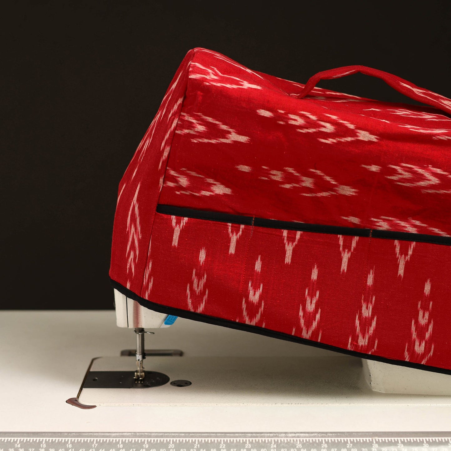 Red Handcrafted Cotton Sewing Machine Cover 