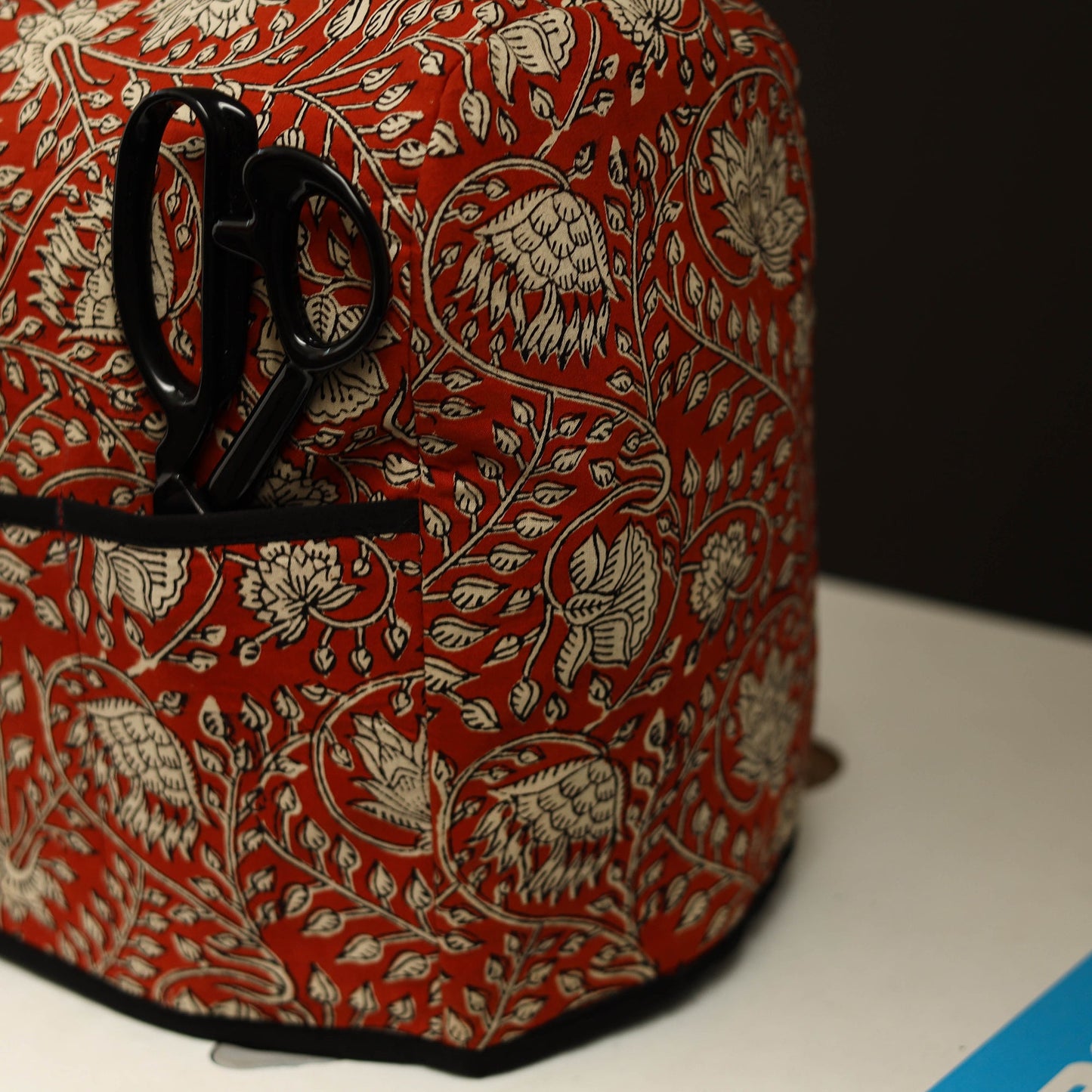 Red Handcrafted Cotton Sewing Machine Cover 