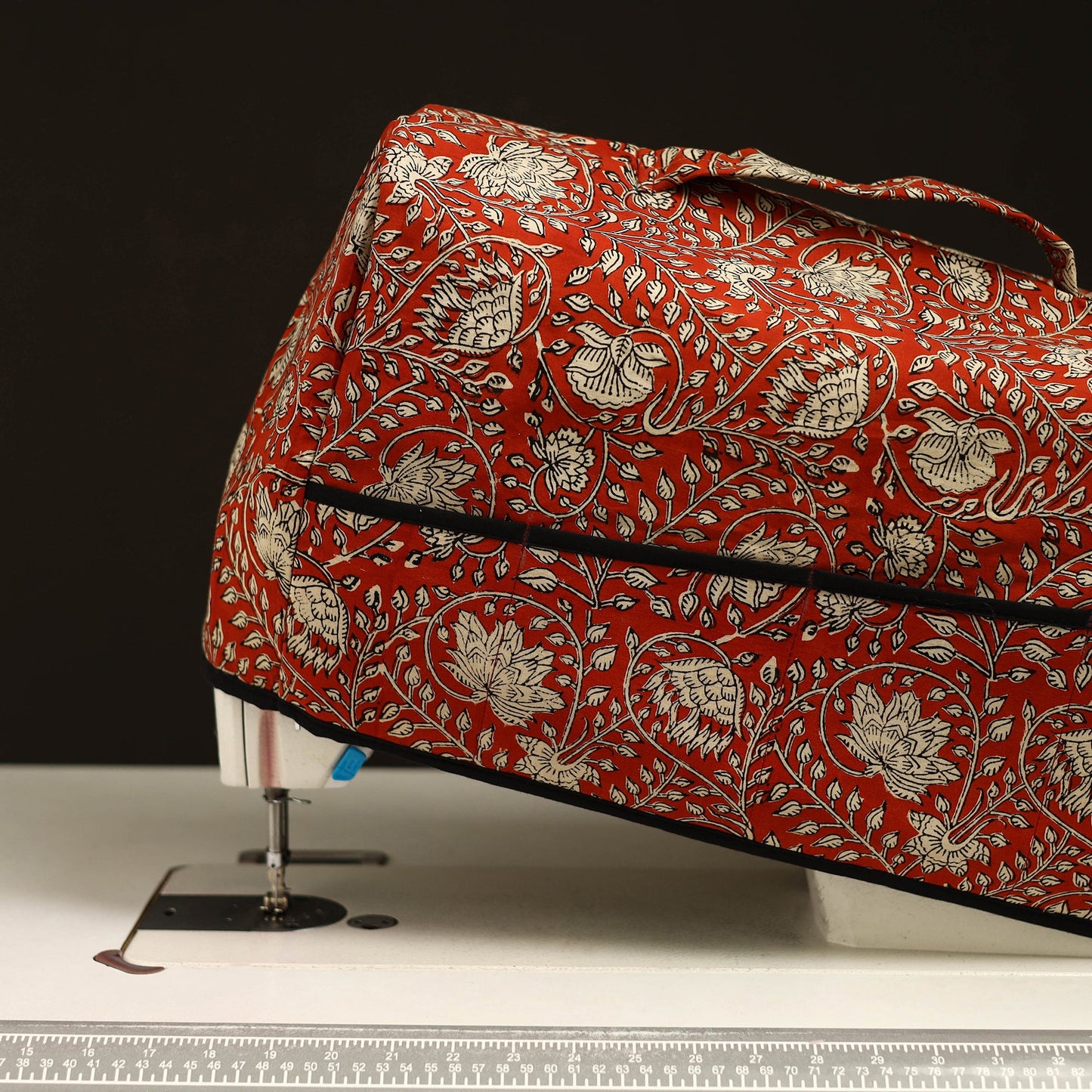 Red Handcrafted Cotton Sewing Machine Cover 