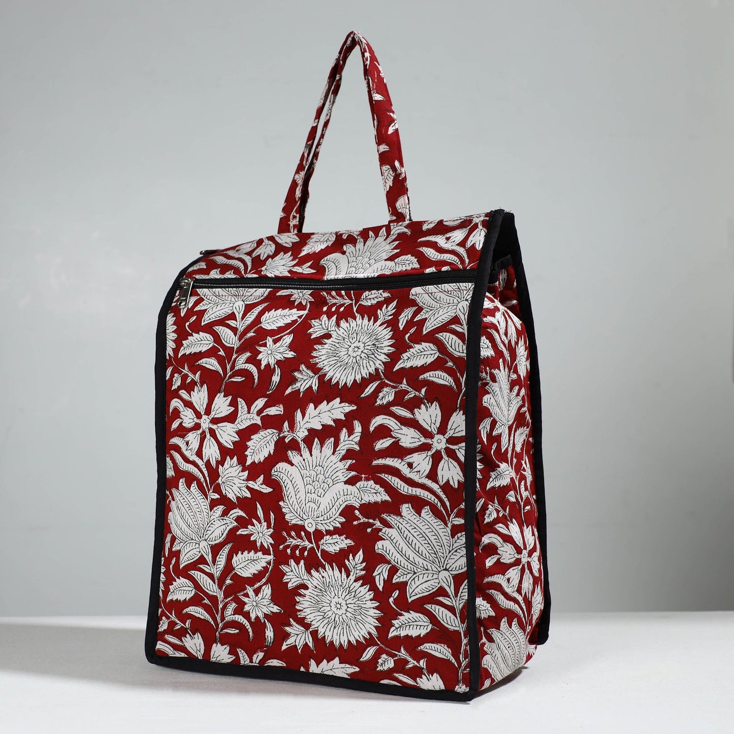 Red Handcrafted Cotton Shopping Bag 16